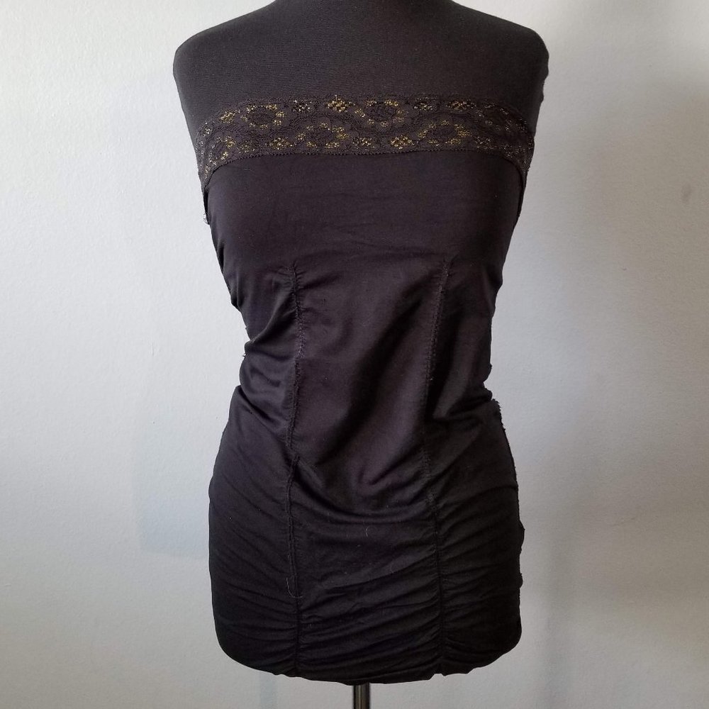 Guess Stretch Sleeveless Tank with Gold Lace